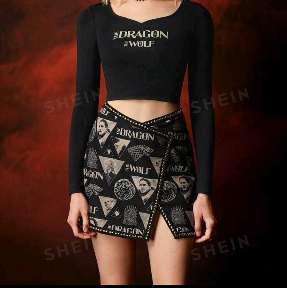 🐺🐲HP! Game of Thrones Cropped Top & Skirt Set Medium Nwt!